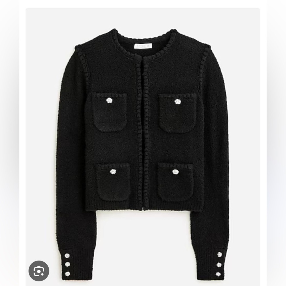 J.crew black Odette sweater cardigan lady jacket with jewel buttons size 2X